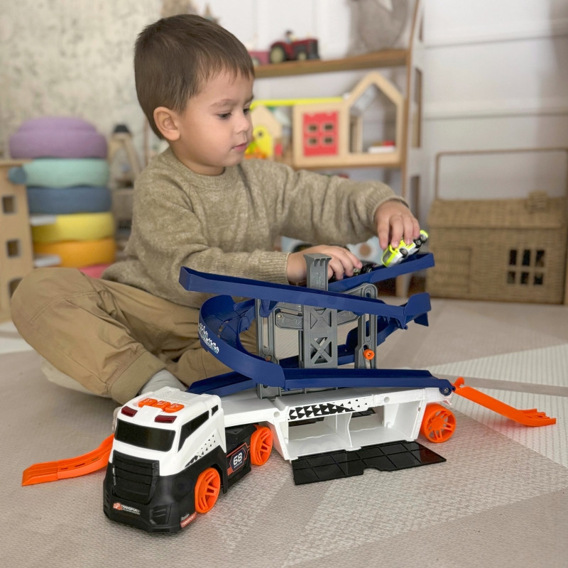 WOOPIE interaktyvus sunkvežimių vilkiko takelis automobiliams su garsu ir šviesa