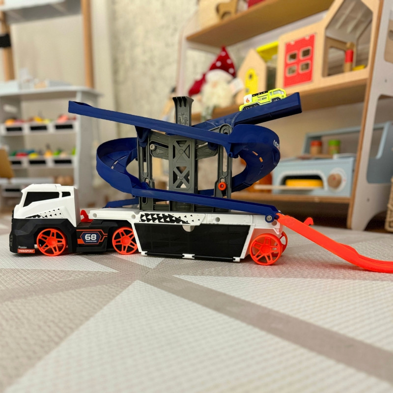 WOOPIE interaktyvus sunkvežimių vilkiko takelis automobiliams su garsu ir šviesa