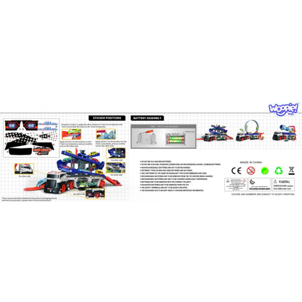 WOOPIE interaktyvus sunkvežimių vilkiko takelis automobiliams su garsu ir šviesa WOOPIE interaktyvus sunkvežimių vilkiko takelis automobiliams su garsu ir šviesa