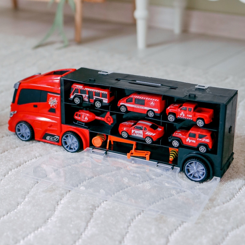 Набор WOOPIE Грузовик-транспортер 3в1 Красный 11 предметов.