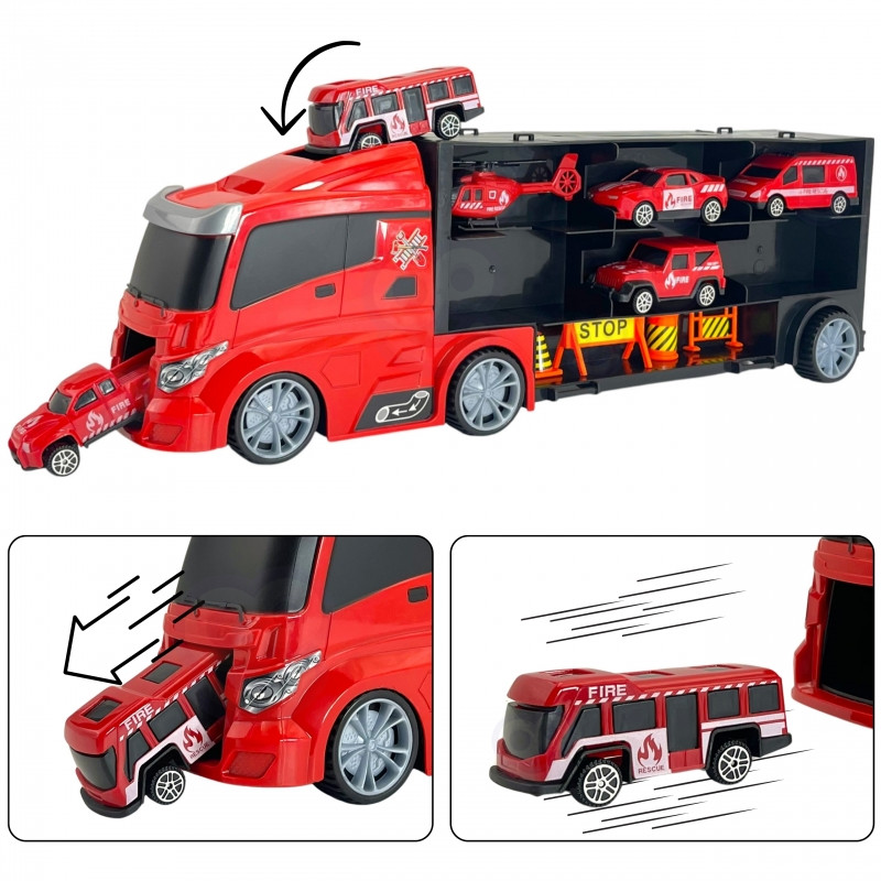 Набор WOOPIE Грузовик-транспортер 3в1 Красный 11 предметов.