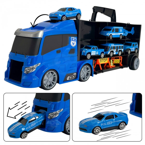 WOOPIE sunkvežimių transporterio rinkinys 3in1 Blue Police WOOPIE sunkvežimių transporterio rinkinys 3in1 Blue Police