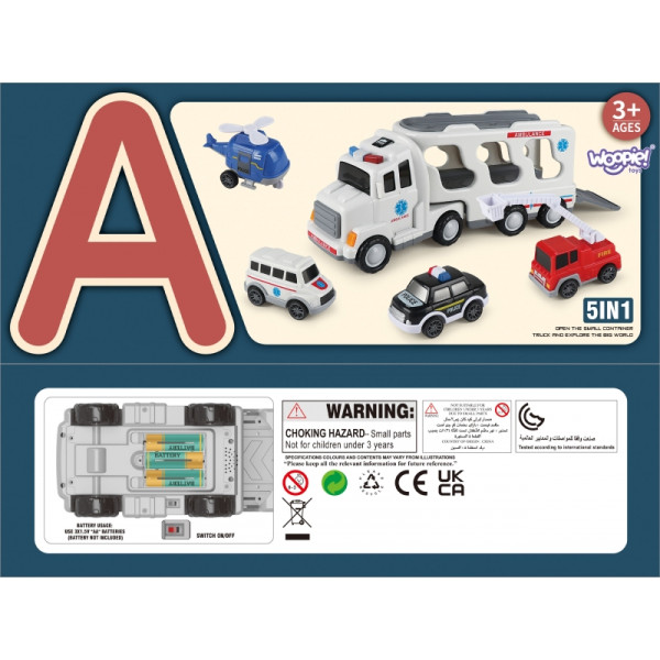 Набор из 5 машинок-эвакуаторов WOOPIE — Скорая помощь