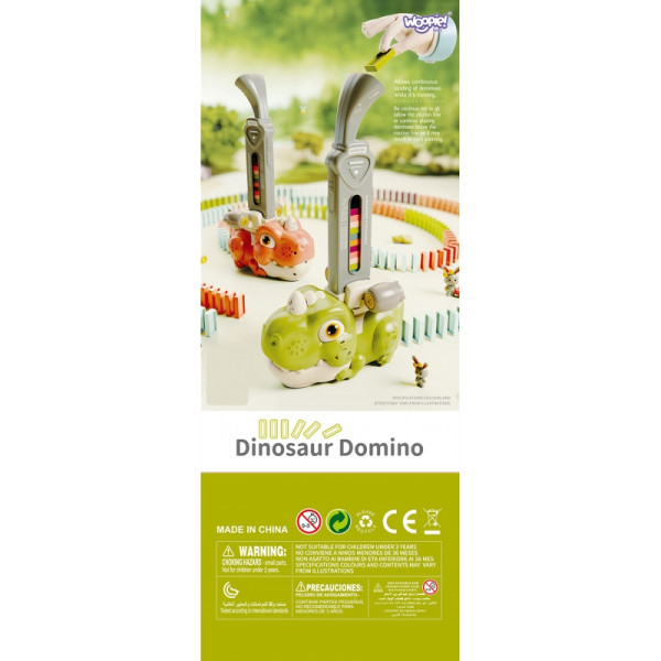 WOOPIE Elektryczna Ciuchcia Lokomotywa do Klocków Domino Dinozaur Pomarańczowy - 3szt.