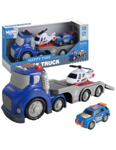 WOOPIE Blue Police Tow Truck City Truck Sound and Light Effects