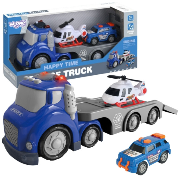 WOOPIE Blue Police Tow Truck City Truck Sound and Light Effects