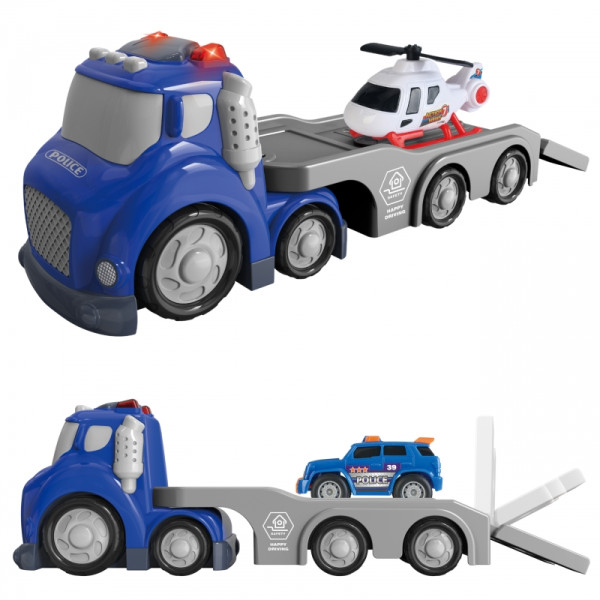 WOOPIE Blue Police Tow Truck City Truck Sound and Light Effects