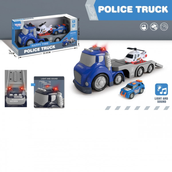 WOOPIE Blue Police Tow Truck City Truck Sound and Light Effects
