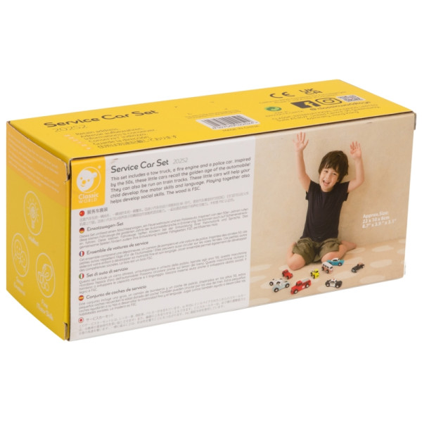 CLASSIC WORLD Деревянные машинки, набор из 3 штук: полицейская и пожарная машина