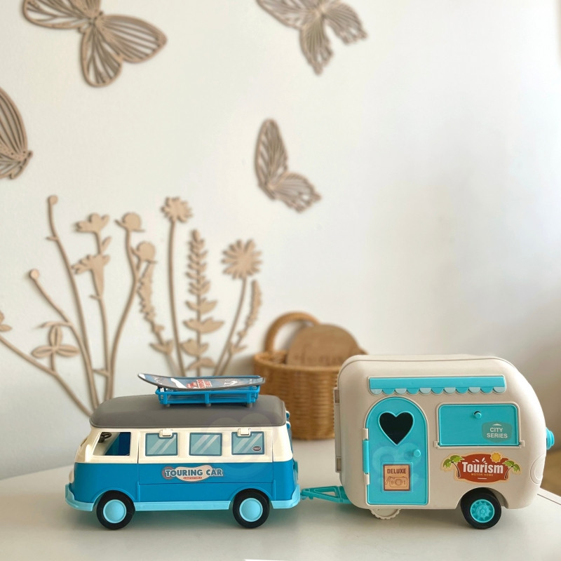 WOOPIE Doll Camper XL stovyklavimo rinkinys su priekaba