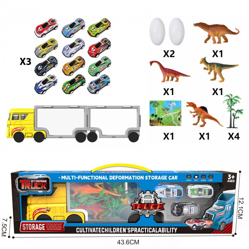 WOOPIE Transporter Truck 2in1 dinozaurų rinkinys + maketas