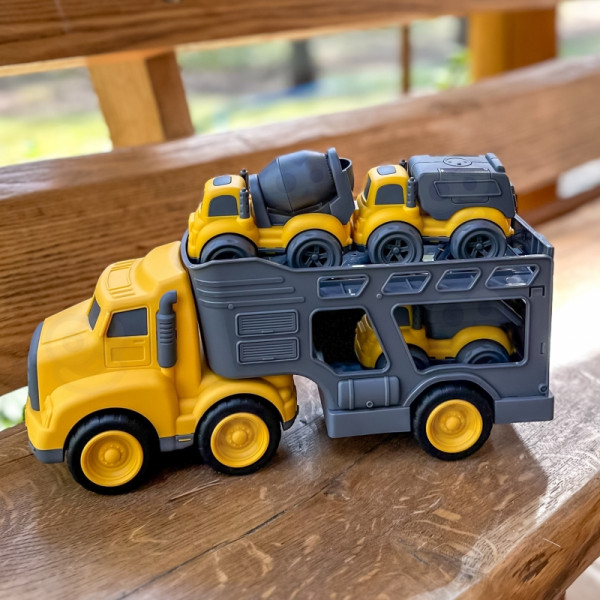 WOOPIE vilkiko rinkinys 4in1 statybinės transporto priemonės WOOPIE vilkiko rinkinys 4in1 statybinės transporto priemonės