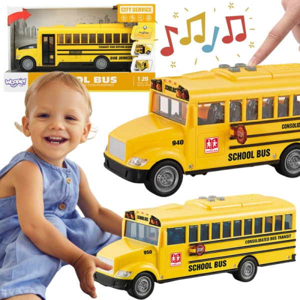 WOOPIE mokyklinis autobusas interaktyvus elektrinis 1:20 WOOPIE mokyklinis autobusas interaktyvus elektrinis 1:20