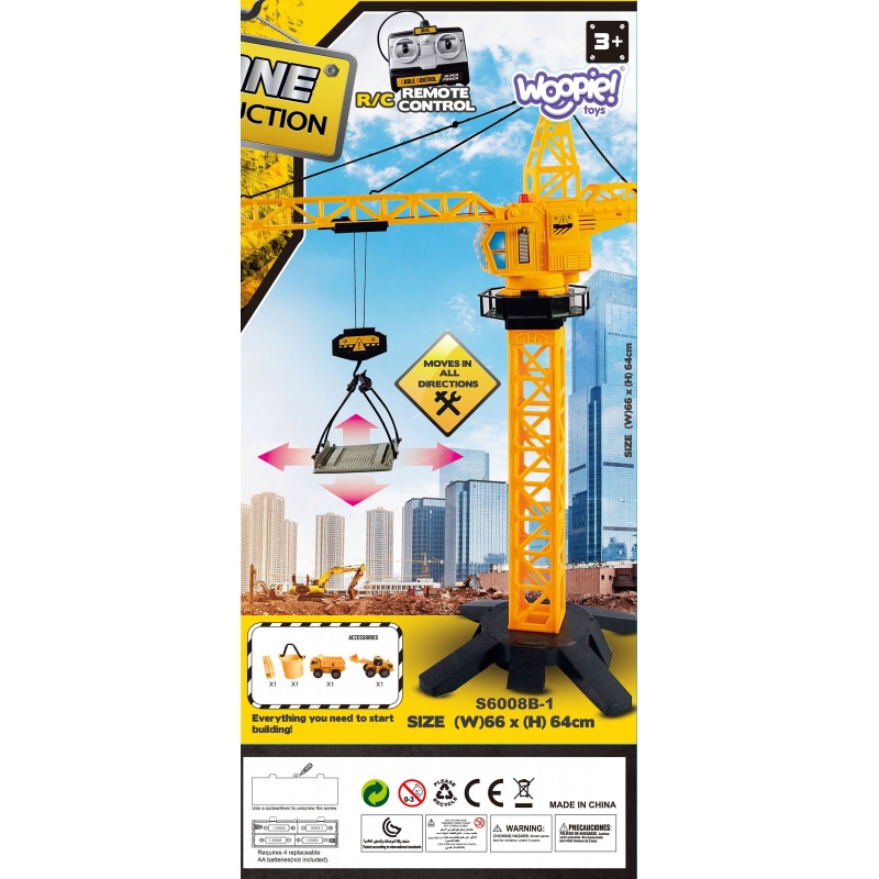 WOOPIE Dźwig Żuraw Zdalnie Sterowany 103 cm R/C Ciężarówka Koparka + 4 Akc.