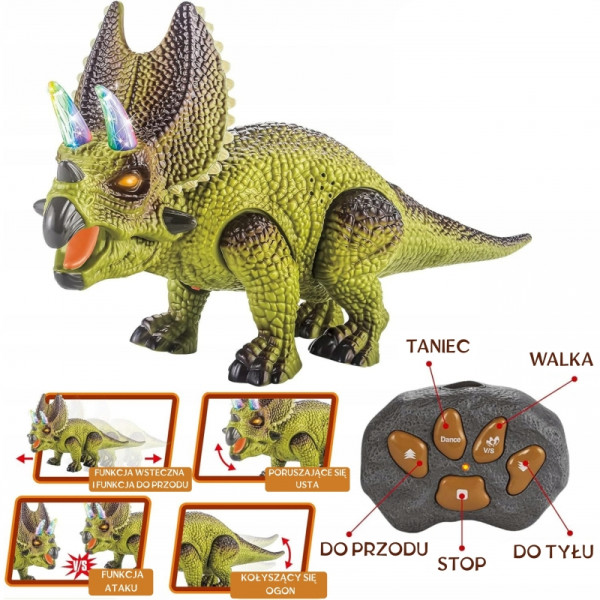 WOOPIE dinozaurų nuotolinio valdymo pultas RC robotas Triceratops WOOPIE dinozaurų nuotolinio valdymo pultas RC robotas Triceratops
