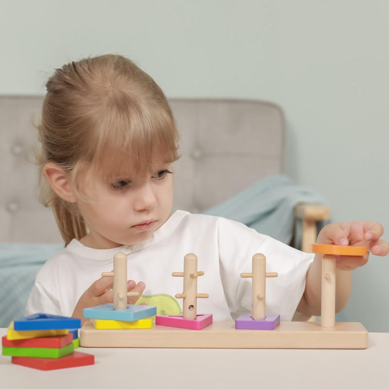 VIGA Medinės kaladėlės su Montessori formų rūšiavimo įrenginiu