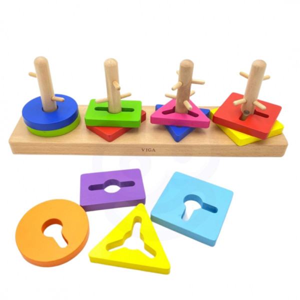 VIGA Medinės kaladėlės su Montessori formų rūšiavimo įrenginiu VIGA Medinės kaladėlės su Montessori formų rūšiavimo įrenginiu