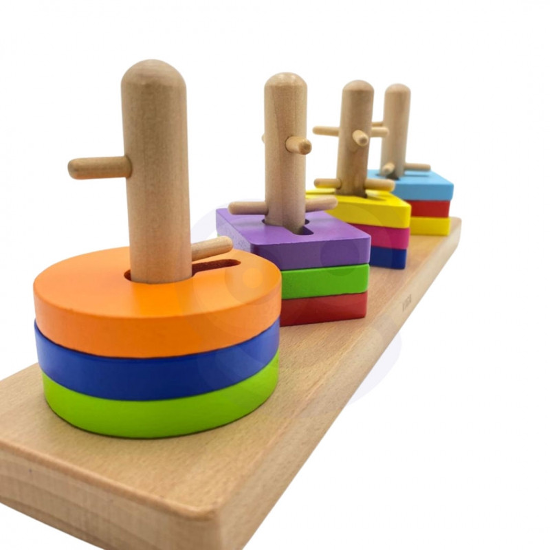VIGA Medinės kaladėlės su Montessori formų rūšiavimo įrenginiu