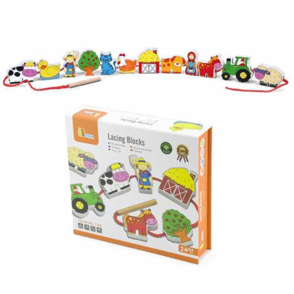 VIGA medinių pynimo blokų ūkis, skirtas Montessori sriegimui