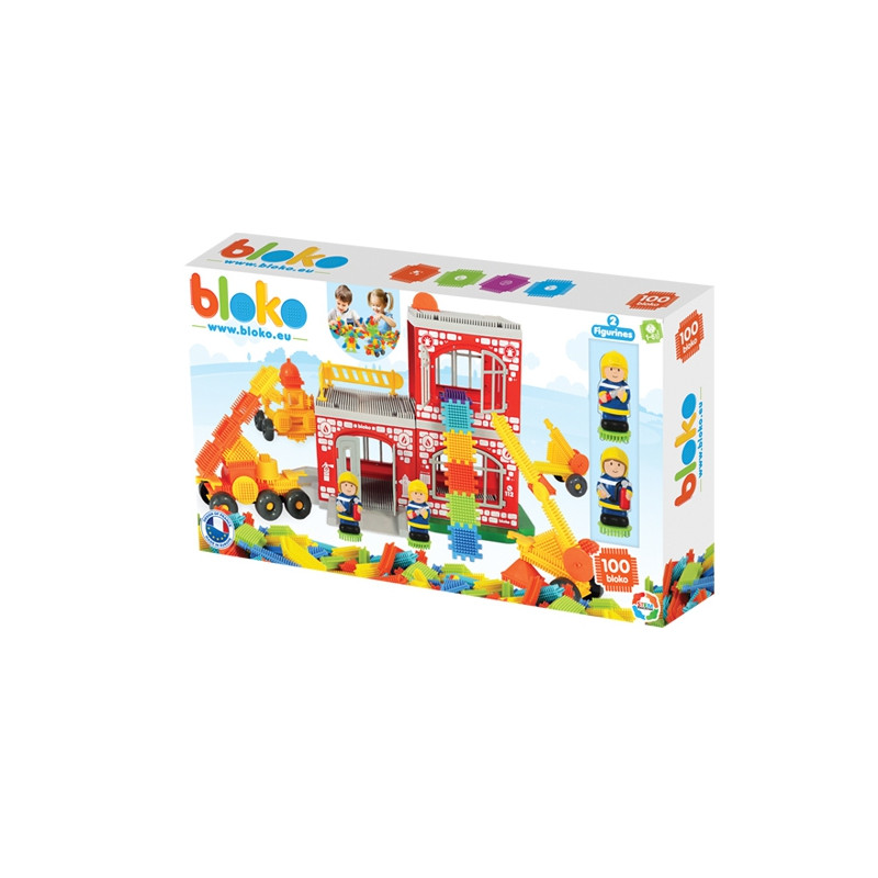 MOCHTOYS Ežiukai Pin Bricks FIRE BRIGADE kartoninėje dėžutėje 100 vnt. + 2 skaičiai