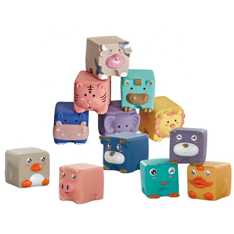 WOOPIE BABY Sensoriniai blokai Spressing Puzzle Animal Sound 12 vnt.