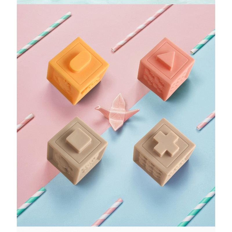 WOOPIE BABY sensoriniai blokai Squeeze Puzzle Sound Learning to Count 12 vnt.