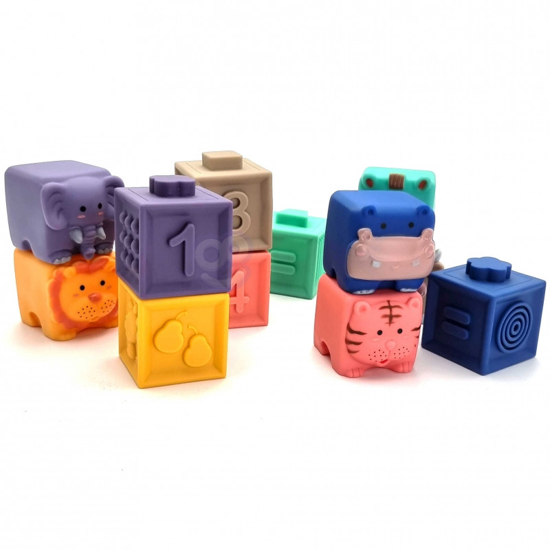 WOOPIE BABY sensoriniai blokai Squeeze Puzzle Sound Learning to Count 12 vnt.
