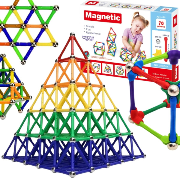 WOOPIE Magnetiniai statybiniai blokai Kūrybinė dėlionė 70 vnt. WOOPIE Magnetiniai statybiniai blokai Kūrybinė dėlionė 70 vnt.