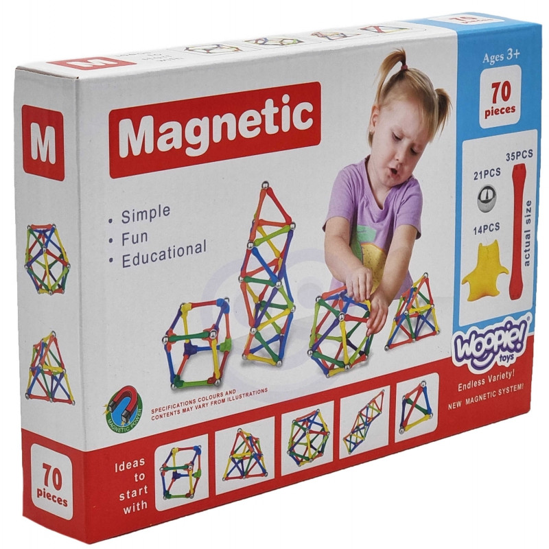 WOOPIE Magnetiniai statybiniai blokai Kūrybinė dėlionė 70 vnt.