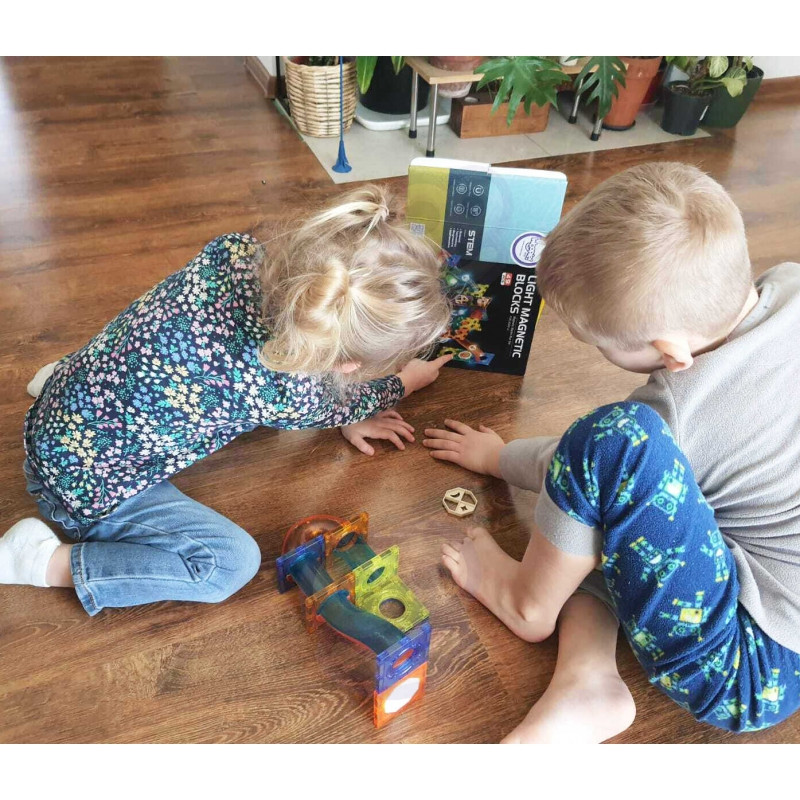 WOOPIE magnetiniai blokai Šviesos rutulinis takelis 49 vnt.