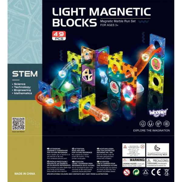WOOPIE Магнитные блоки, шаровой трековый светильник, 49 шт.