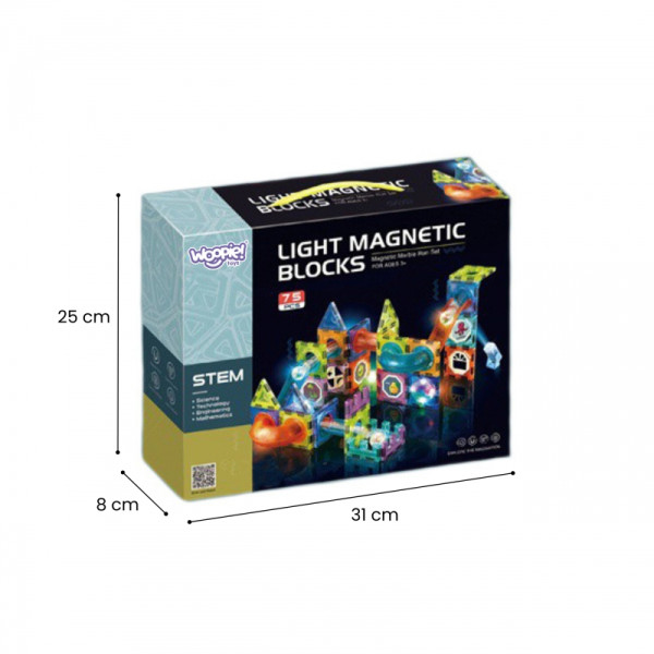 WOOPIE magnetiniai blokai Light Ball Track 75 vnt. WOOPIE magnetiniai blokai Light Ball Track 75 vnt.