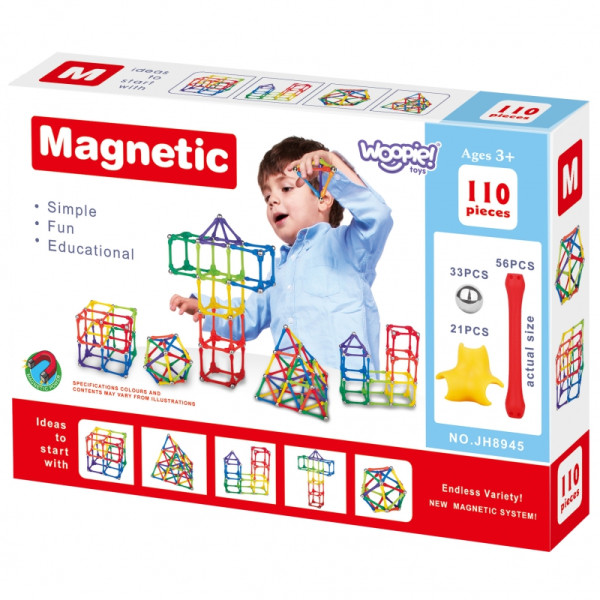 WOOPIE Magnetiniai statybiniai blokai Kūrybinė dėlionė 110 vnt. WOOPIE Magnetiniai statybiniai blokai Kūrybinė dėlionė 110 vnt.
