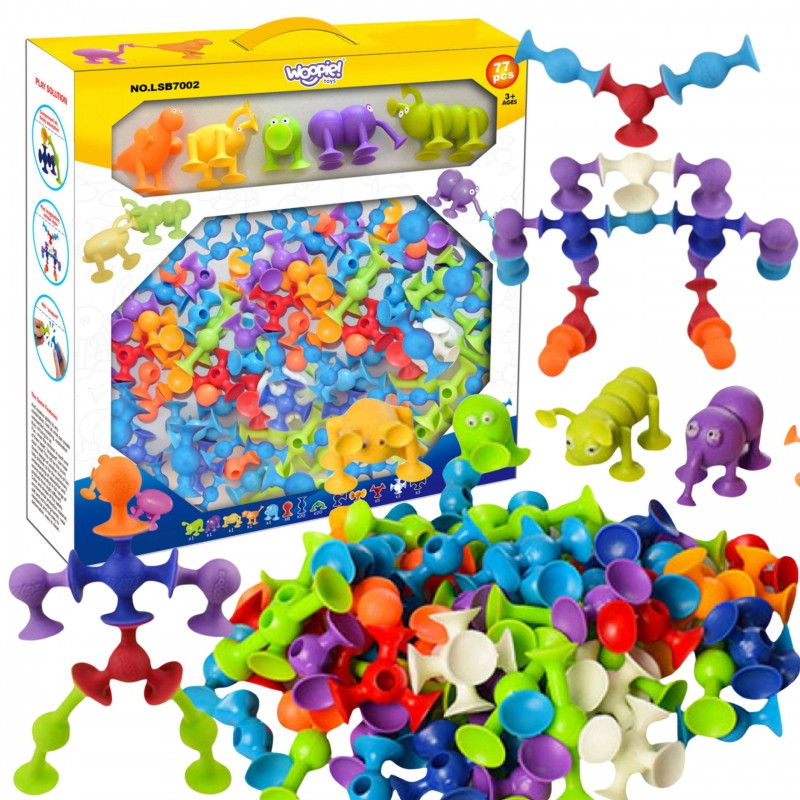 WOOPIE statybiniai blokai su siurbtukais - Wacky Pets