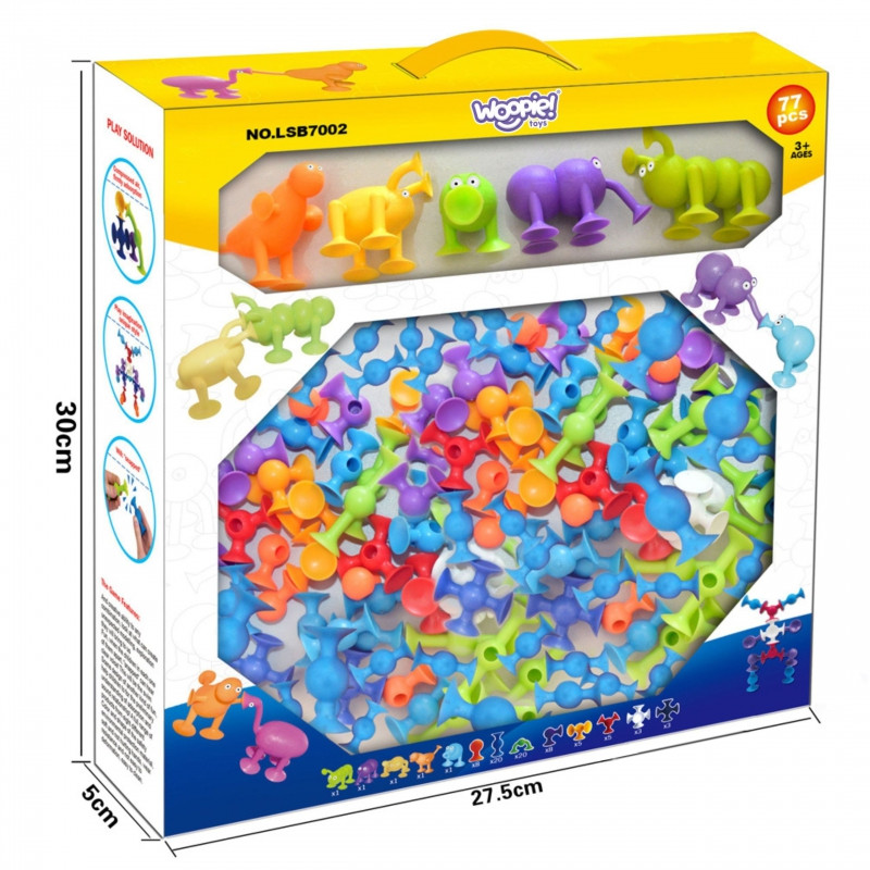WOOPIE statybiniai blokai su siurbtukais - Wacky Pets