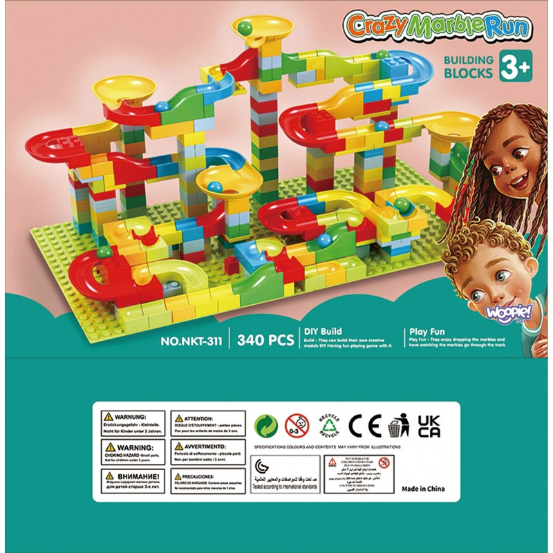 WOOPIE Ball Track Ball Track Ball Track Ball Track Ball Slide for Balls Construction 340 vnt.