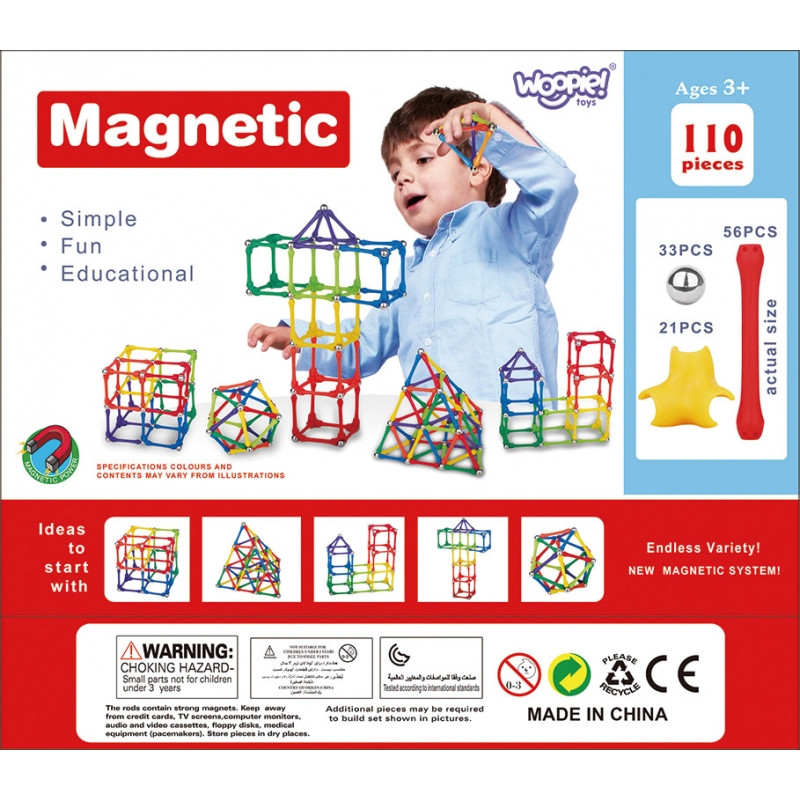 Магнитные конструкторы WOOPIE, 110 шт., 8 шт.