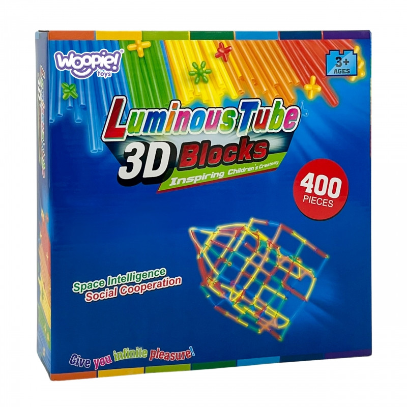 WOOPIE statybiniai blokai švytintys šiaudeliai 400 vnt.