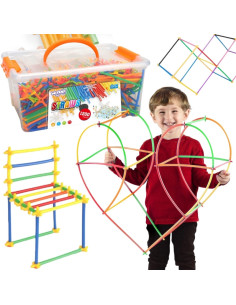 WOOPIE statybiniai blokai spalvingi šiaudeliai 1200 vnt.