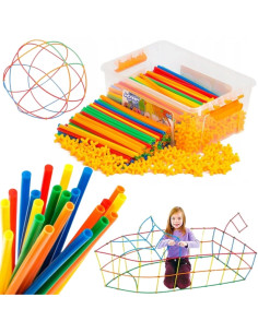 WOOPIE statybiniai blokai spalvingi šiaudeliai 800 vnt.