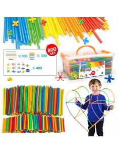 WOOPIE statybiniai blokai spalvingi šiaudeliai 800 vnt. 2