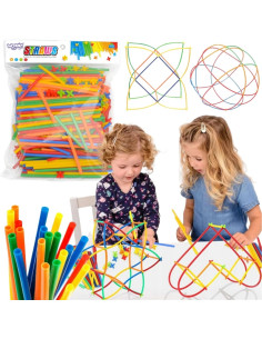 WOOPIE statybiniai blokai Spalvingi šiaudeliai 500 vnt.