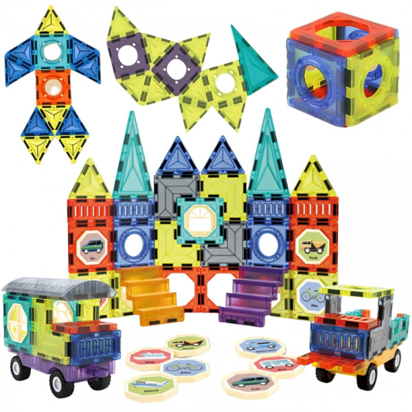 WOOPIE Klocki Magnetyczne 3D Zestaw Zamek Pojazdy 71el. WOOPIE Klocki Magnetyczne 3D Zestaw Zamek Pojazdy 71el.