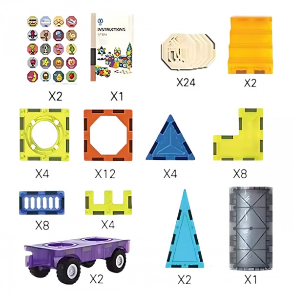 WOOPIE magnetiniai blokai 3D rinkinys spynos transporto priemonėms 71vnt. WOOPIE magnetiniai blokai 3D rinkinys spynos transporto priemonėms 71vnt.