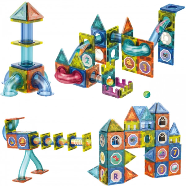 WOOPIE Magnetic Building Blocks 3D mokomasis kamuoliukų takelio rinkinys 42 vnt. WOOPIE Magnetic Building Blocks 3D mokomasis kamuoliukų takelio rinkinys 42 vnt.