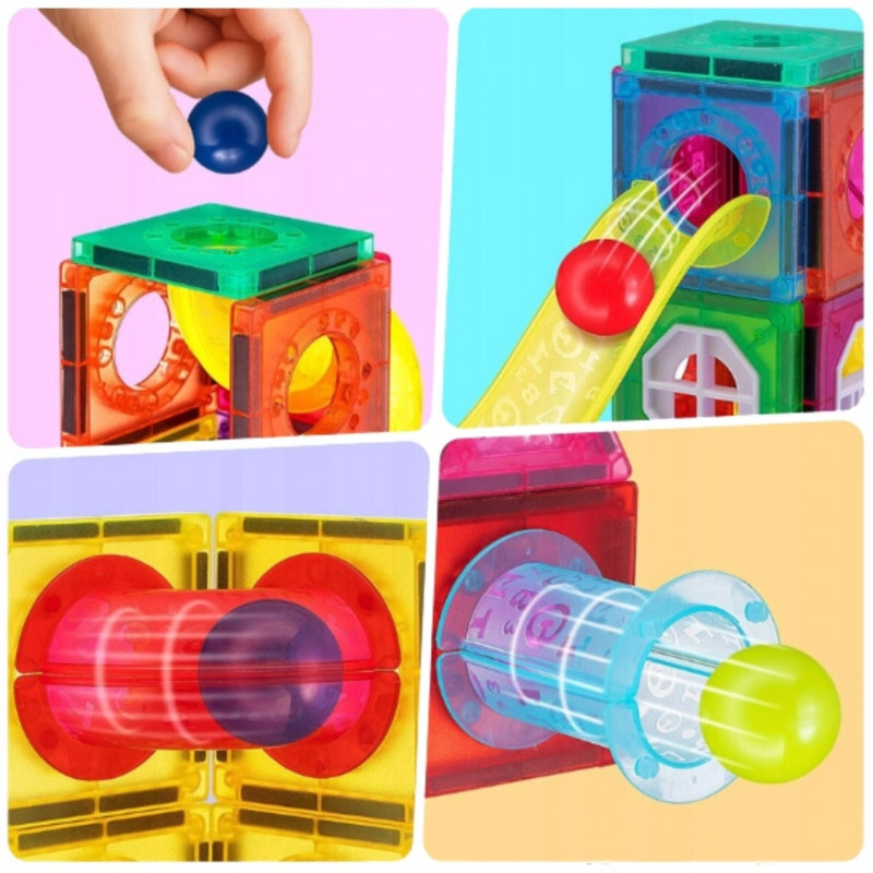 WOOPIE Magnetic Building Blocks 3D mokomasis kamuoliukų takelio rinkinys 42 vnt.