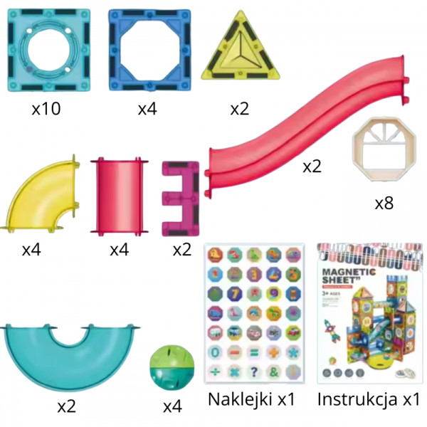 WOOPIE Magnetic Building Blocks 3D mokomasis kamuoliukų takelio rinkinys 42 vnt. WOOPIE Magnetic Building Blocks 3D mokomasis kamuoliukų takelio rinkinys 42 vnt.