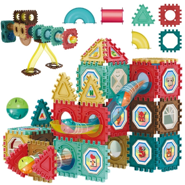 WOOPIE Building Blocks 3D mokomasis kamuoliukų takelio rinkinys 68vnt. WOOPIE Building Blocks 3D mokomasis kamuoliukų takelio rinkinys 68vnt.