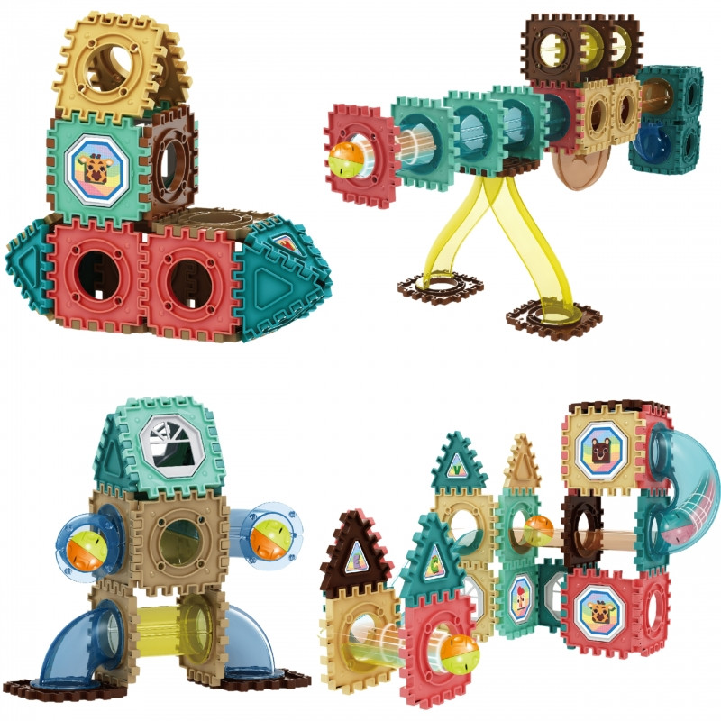 WOOPIE Building Blocks 3D mokomasis kamuoliukų takelio rinkinys 68vnt.