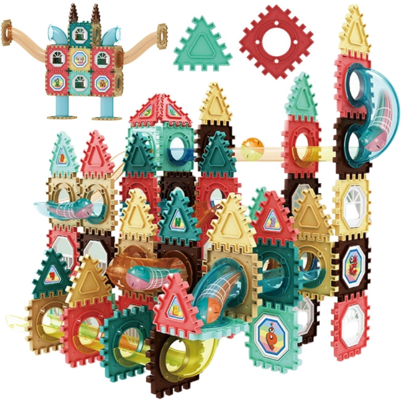 WOOPIE Building Blocks 3D mokomasis kamuoliukų takelio rinkinys 128vnt.